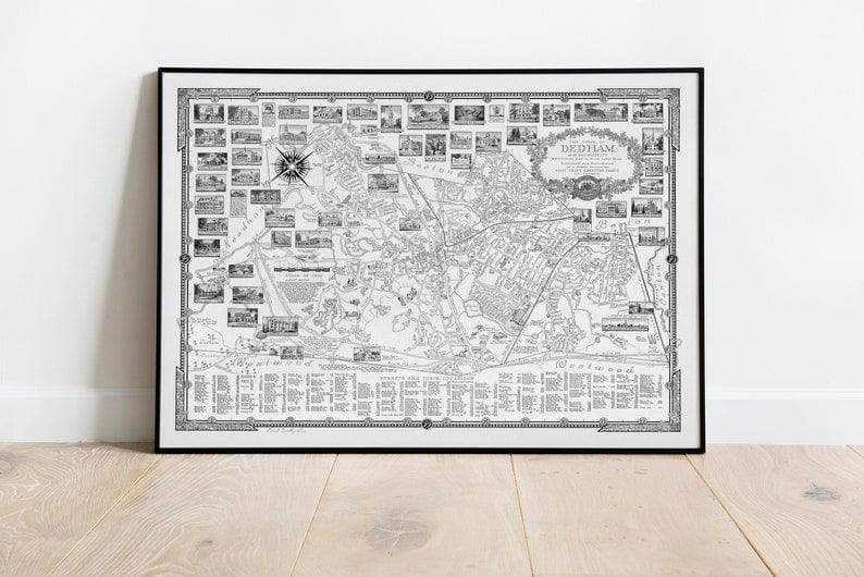 Cape Ann Map Print| Art History Dedham Map Print| Art History 