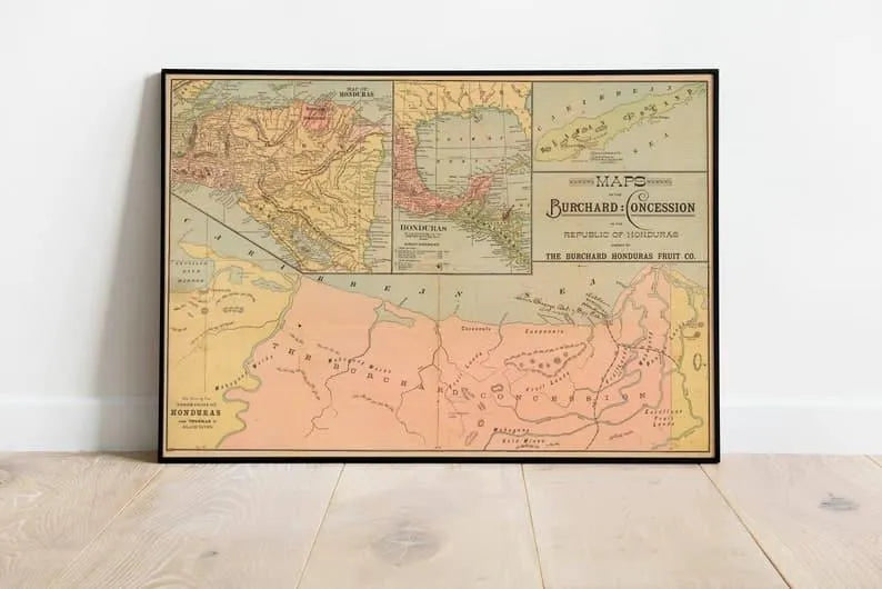 Honduras Map Wall Print| 1810 Honduras Map