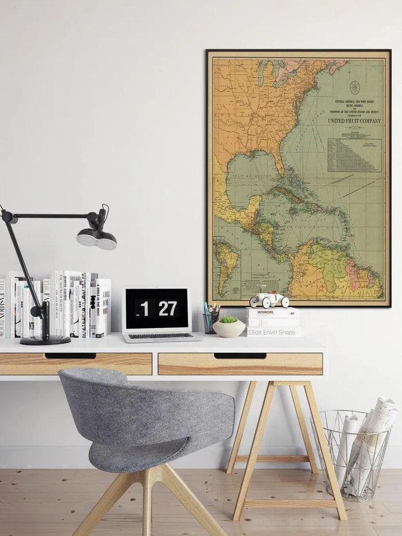 Caribbean Map Wall Print| Central America Map