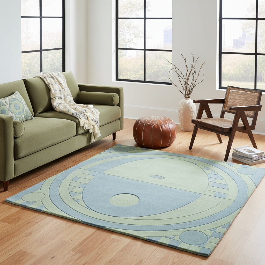 Celestial Geometry Square Hand Tufted Rug