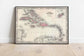 Caribbean Map Wall Print| 1864 West Indies Map