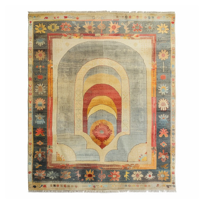 Central Medallion Hand Knotted Area Rug