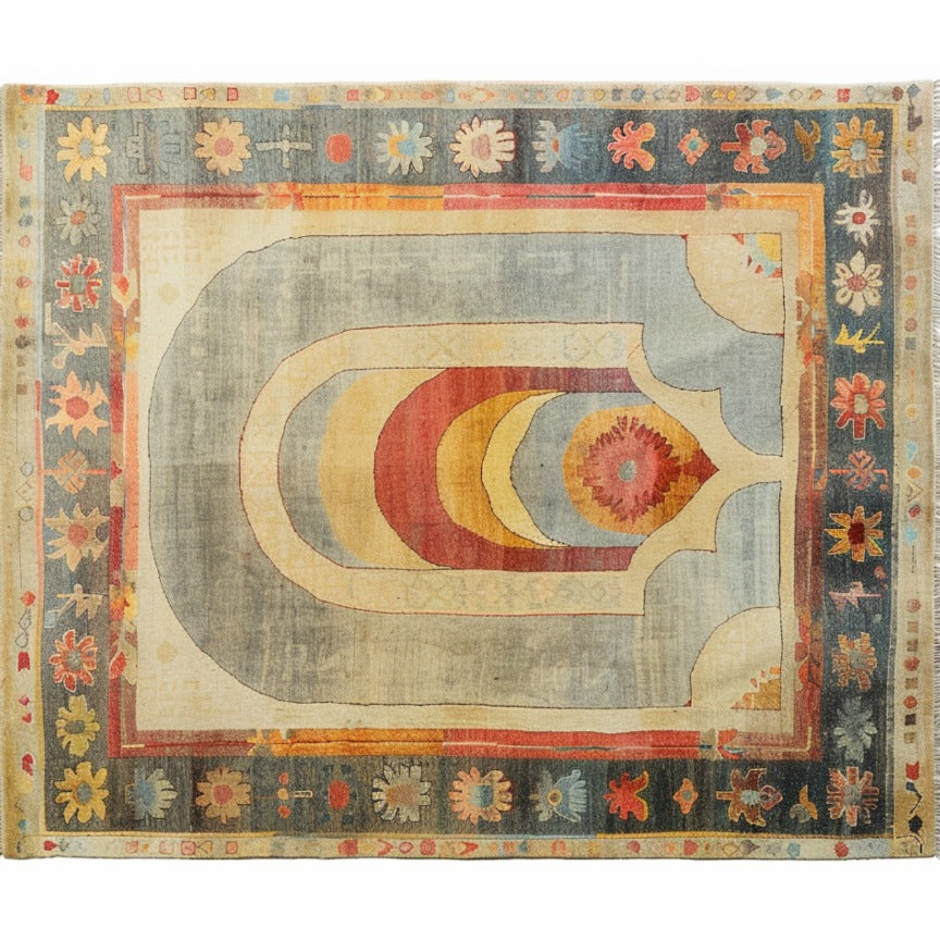 Central Medallion Hand Knotted Area Rug