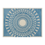 Cerulean Sunburst Deco Hand Tufted Wool Rug