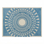 Cerulean Sunburst Deco Hand Tufted Wool Rug — blue, light blue, ivory art deco rug by Maia Homes