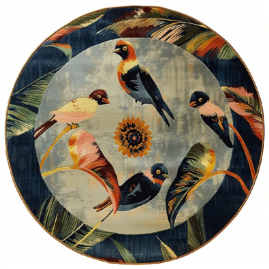 Charming Chirps Hand Tufted Round Rug