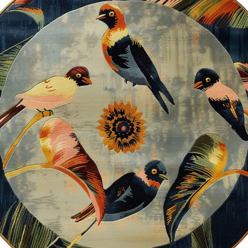 Charming Chirps Hand Tufted Round Rug