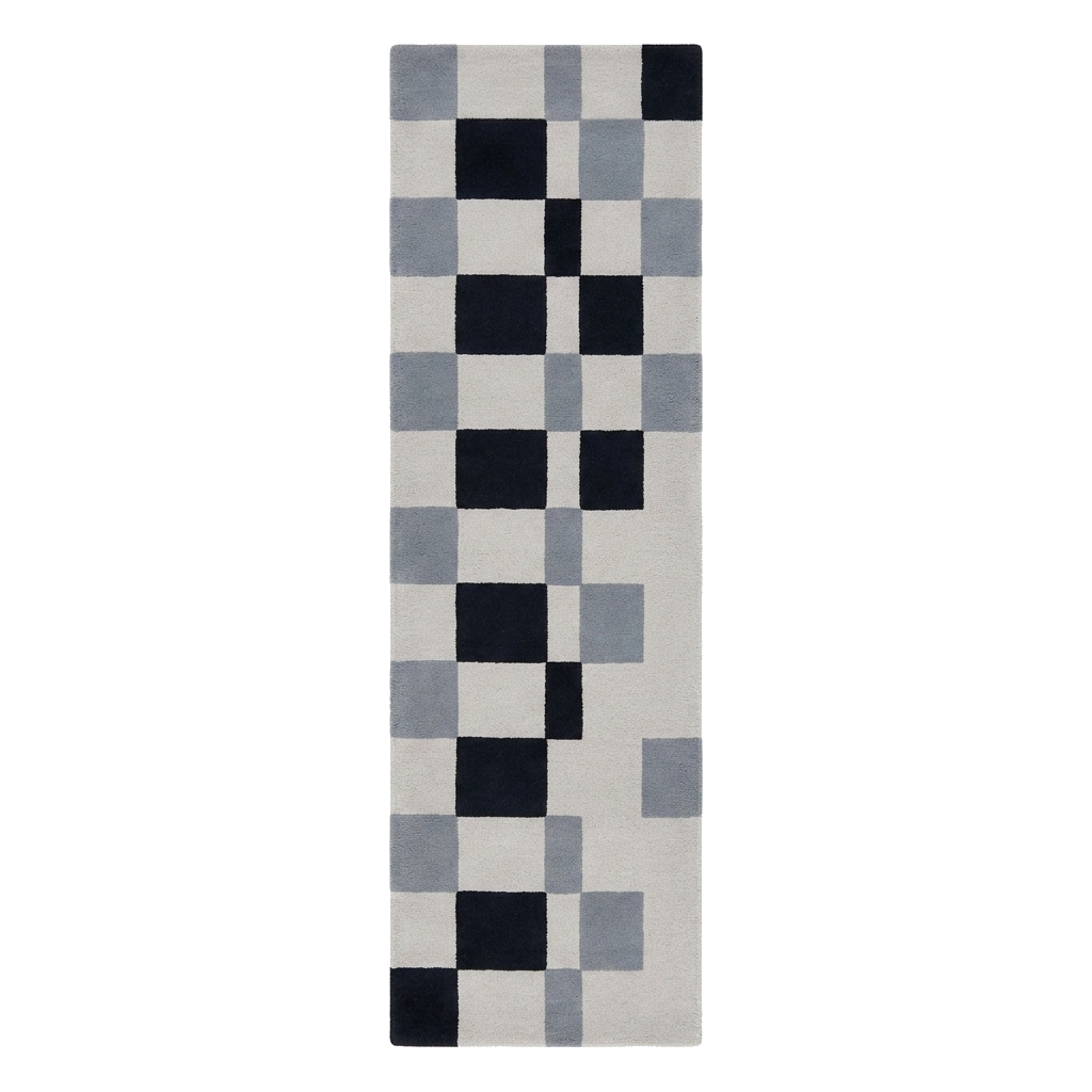 Checkerboard Block Hand Tufted Runner Rug