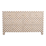 Checkerboard Bone Inlay 7-Drawer Dresser – Almond