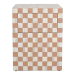 Checkerboard Bone Inlay Bedside Table – Almond