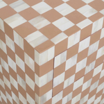 Checkerboard Bone Inlay Bedside Table – Almond