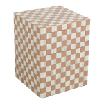 Checkerboard Bone Inlay Bedside Table – Almond