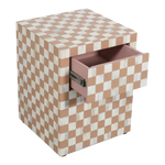 Checkerboard Bone Inlay Bedside Table – Almond