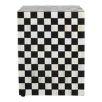 Checkerboard Bone Inlay Bedside Table – Black