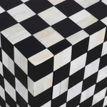 Checkerboard Bone Inlay Bedside Table – Black