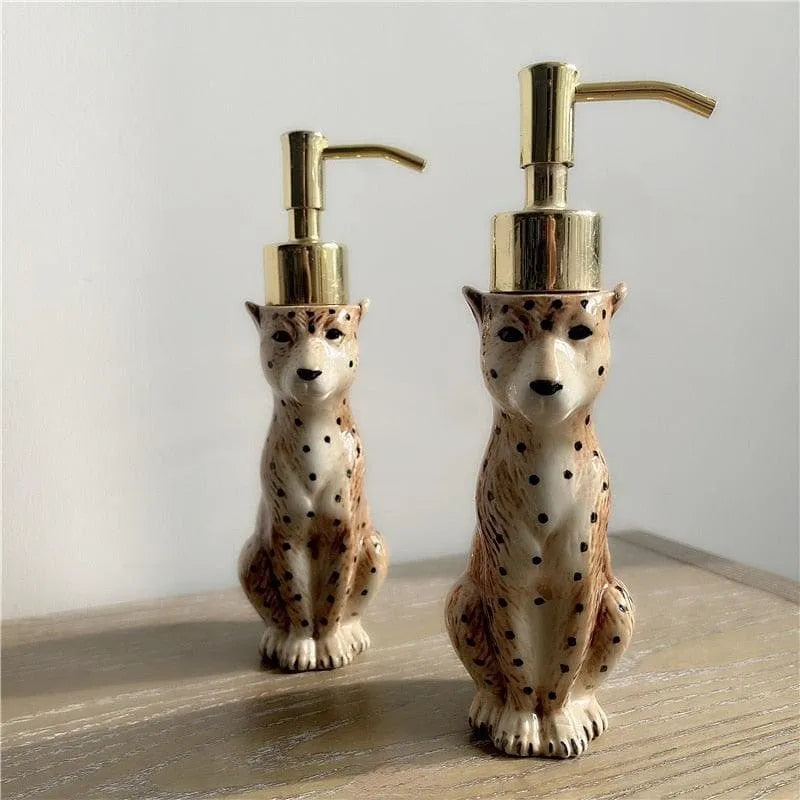 Cheetah Shaped Ceramic Soap Dispenser