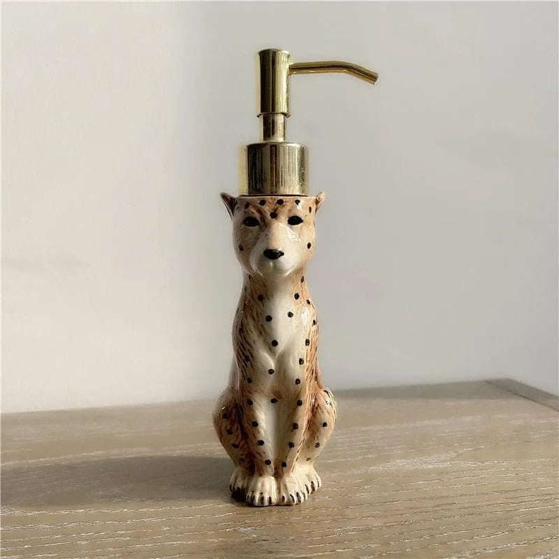 Cheetah Shaped Ceramic Soap Dispenser