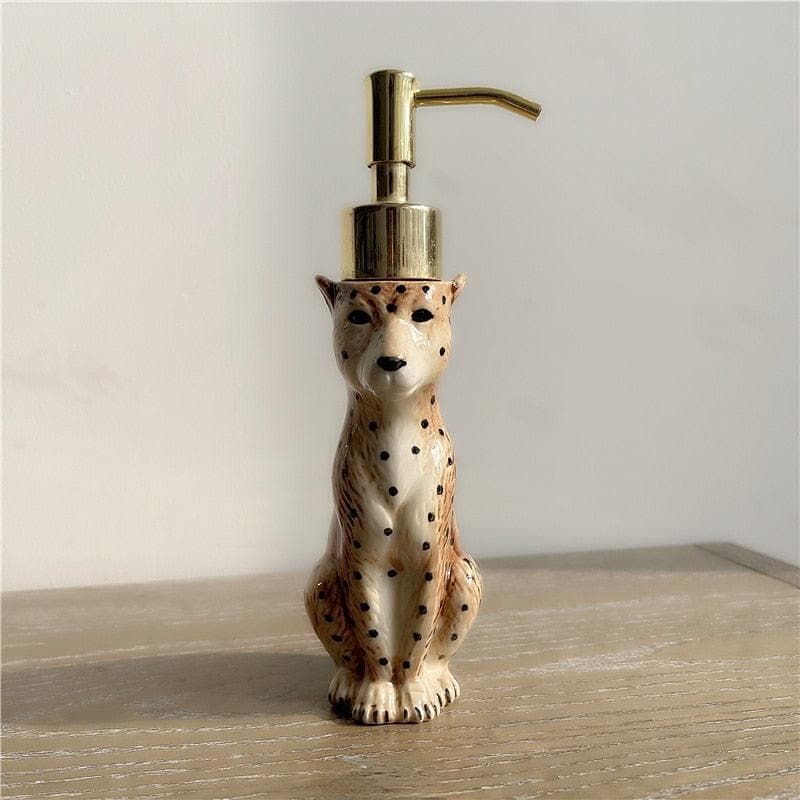 Cheetah Shaped Ceramic Soap Dispenser 