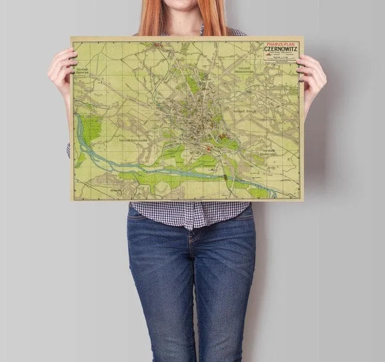 Chernivtsi City Map Wall Print