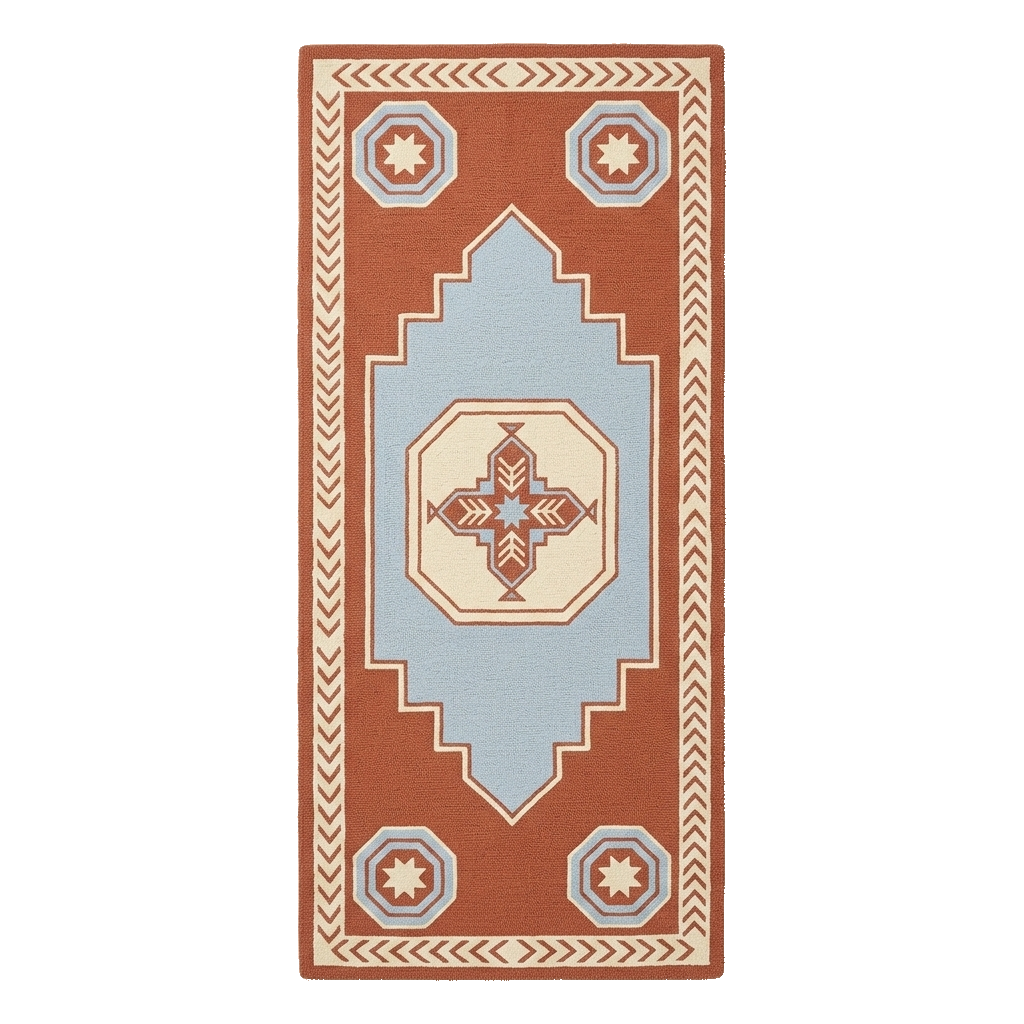 Chevron Medallion Hand Tufted Runner Rug