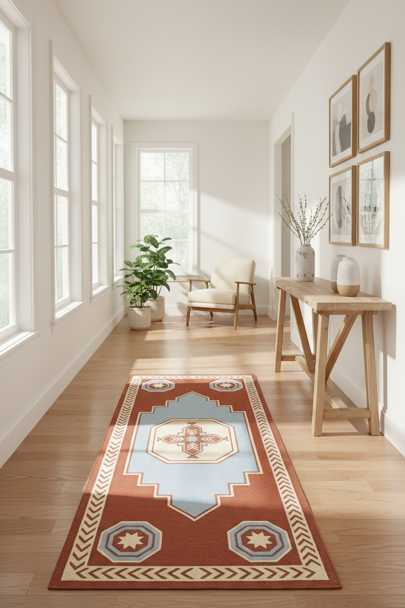 Chevron Medallion Hand Tufted Runner Rug