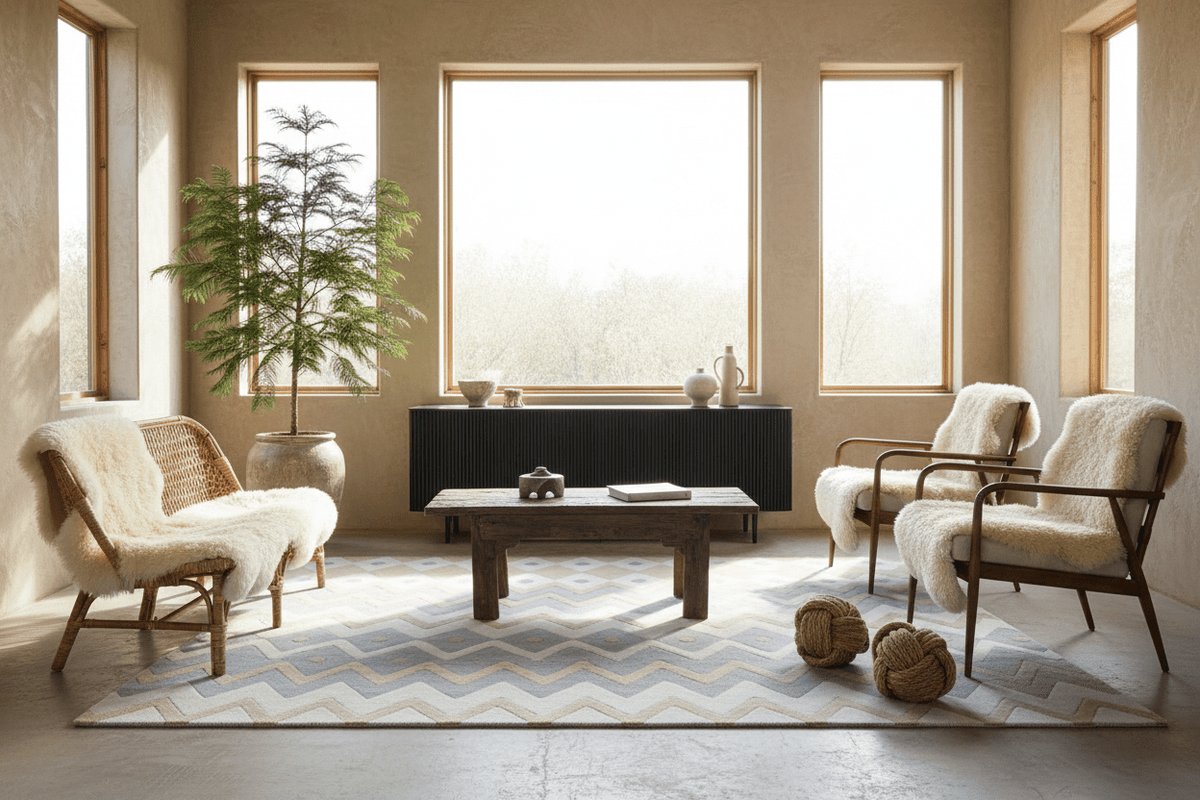 Chevron Pattern Fusion Hand Tufted Rug - MAIA HOMES