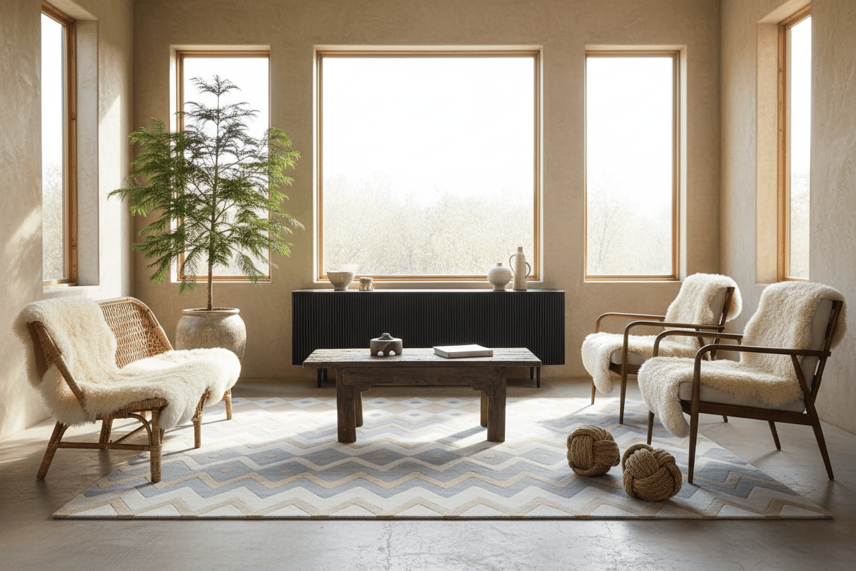 Chevron Pattern Fusion Hand Tufted Rug - MAIA HOMES