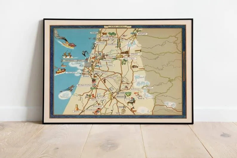 Tel Aviv Map Print Israel Map Poster