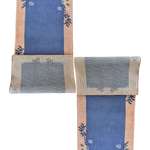 Set of 2 knotted wool rug with blue and beige design on a white background