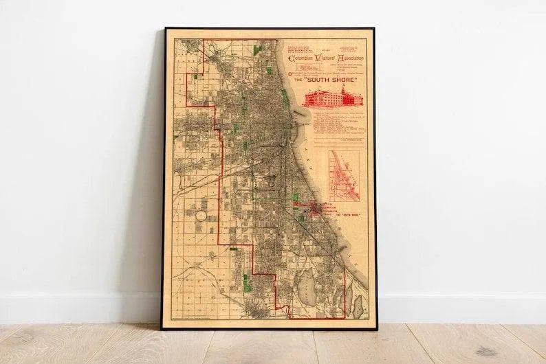 Chicago City Map Wall Print| Framed Map Wall Decor