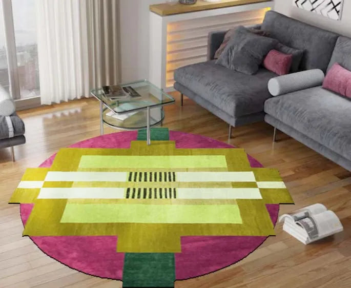 Circle of Atzec Round Hand Tufted Wool Rug