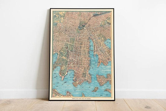 City Map of Sydney| Maps of Australia| Poster Print 