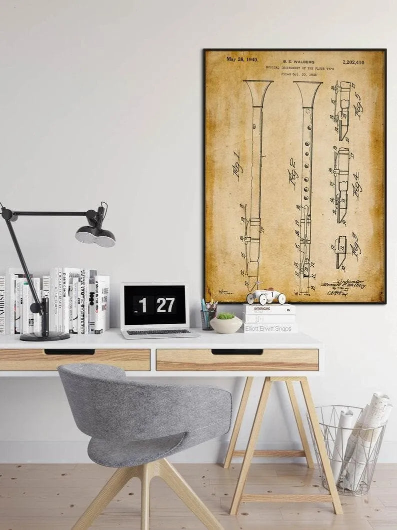 Clarinet Patent Print| Framed Art Print