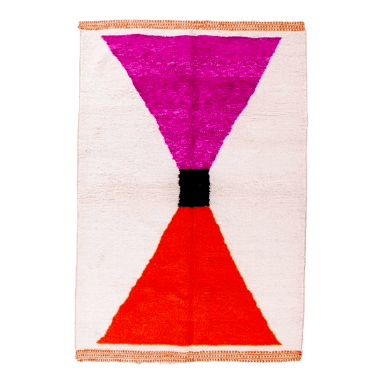 Classic Bow Moroccan Berber Handwoven Wool Area Rug - Pink