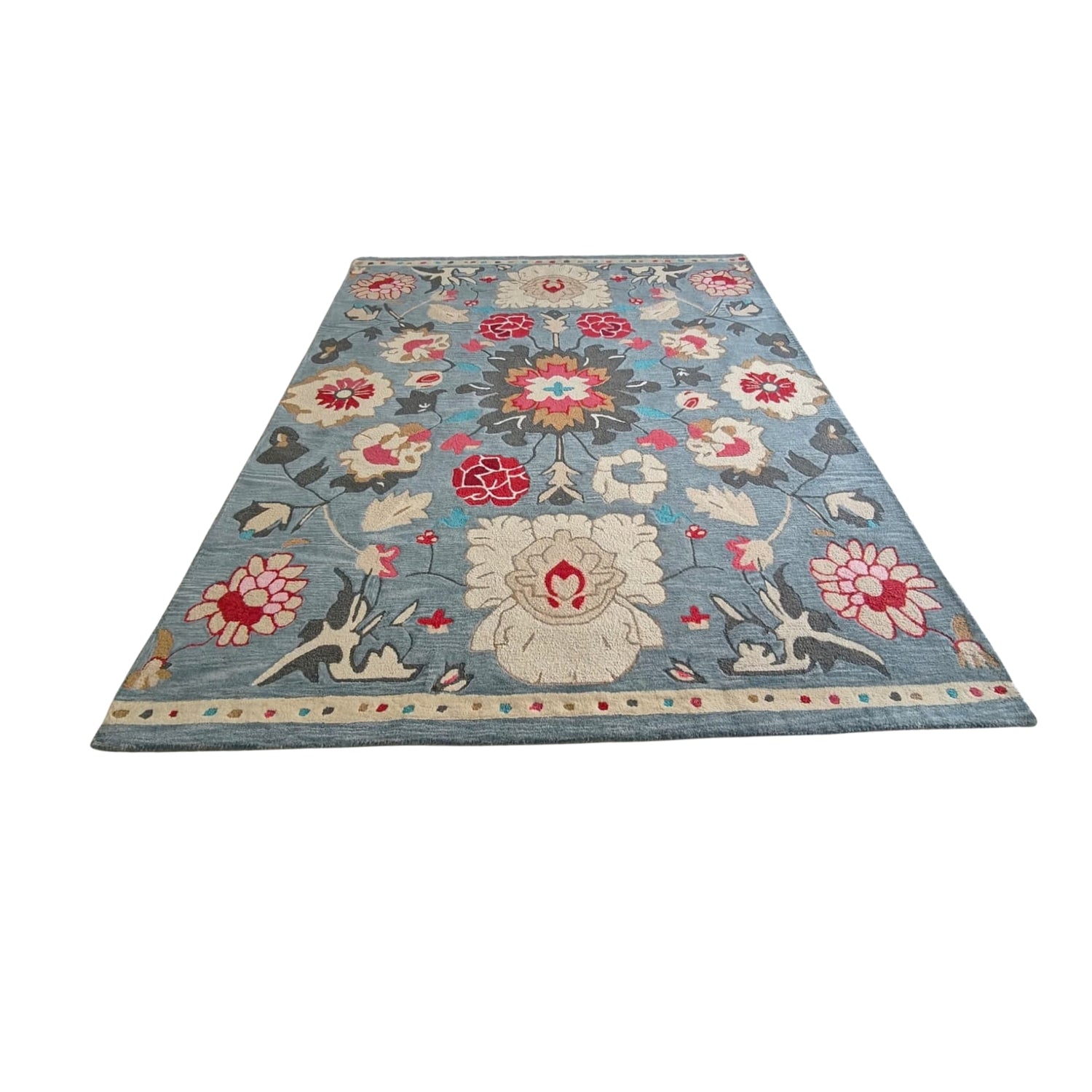 Decorative rug with floral patterns on a white background