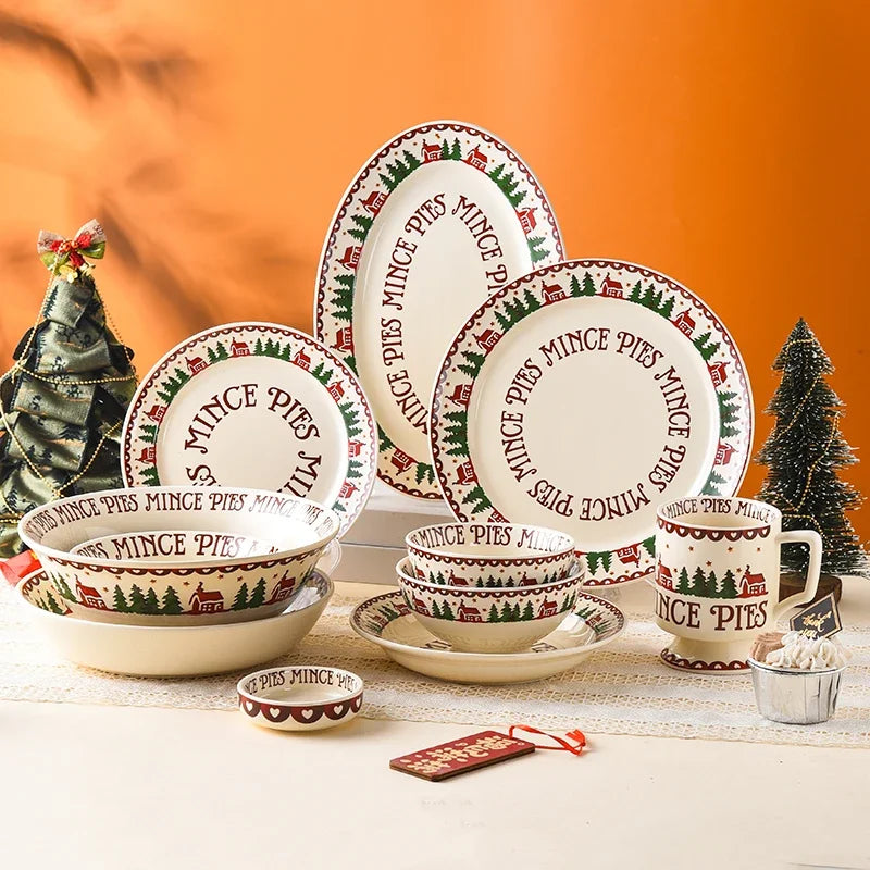 Transform your holiday dining experience with the Classic Christmas Tableware Set, a perfect blend of festive charm and timeless elegance. This set is designed to bring warmth and cheer to your holiday gatherings, making every meal a memorable celebration.