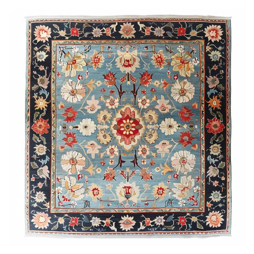 Classic Flower Vine Hand Knotted Area Rug, an exquisite piece showcasing timeless floral artistry. Its delicate vine patterns and expert craftsmanship bring a sense of elegance and tradition to any room.