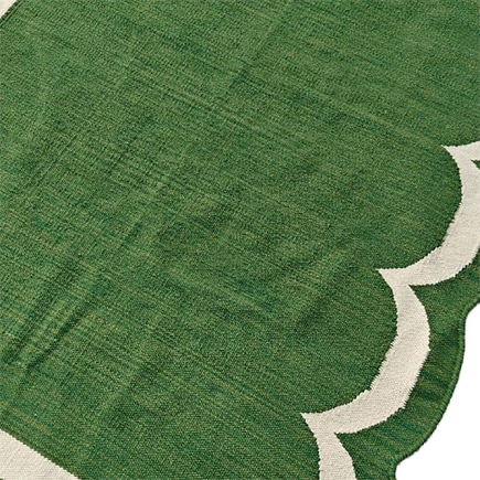 Classic Green Scallop Cotton Rug
