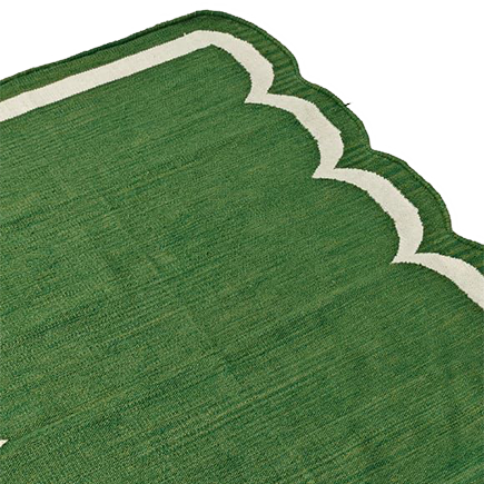 Classic Green Scallop Cotton Rug