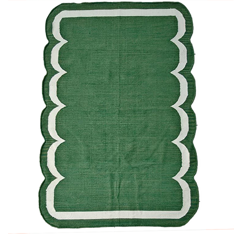 Classic Green Scallop Cotton Rug
