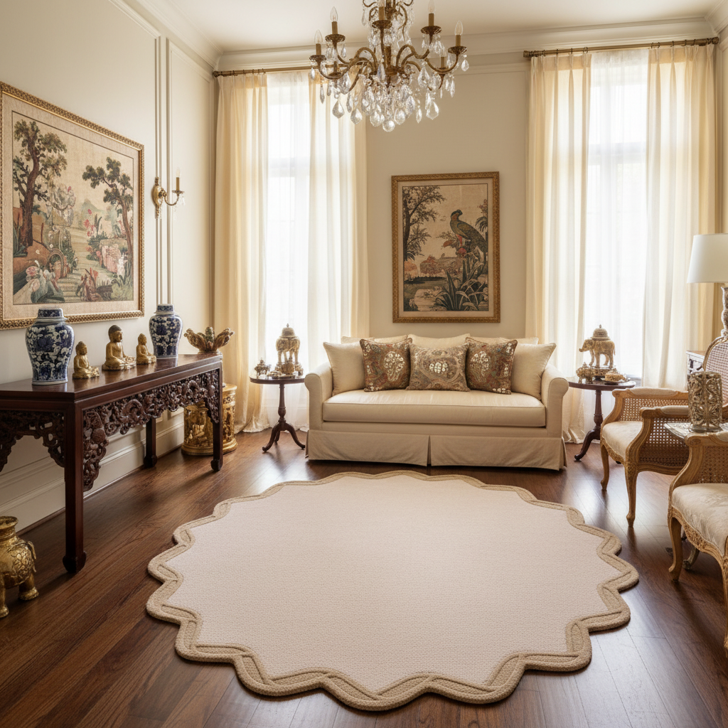 Classic Scallop Hand Tufted Round Rug