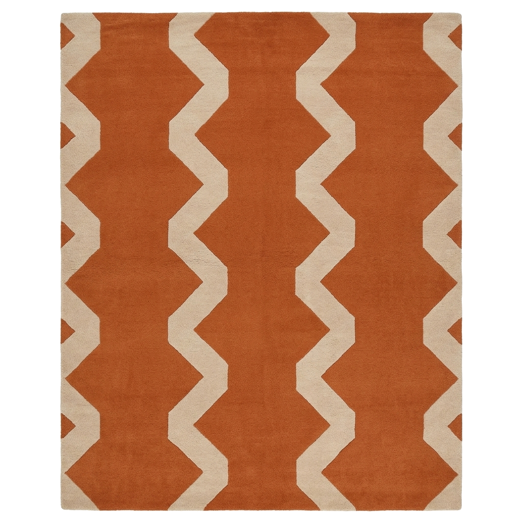 Clay Orange Zigzag Contours Hand Knotted Rug