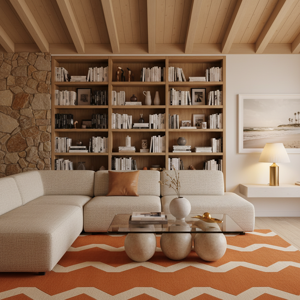 Clay Orange Zigzag Contours Hand Knotted Rug