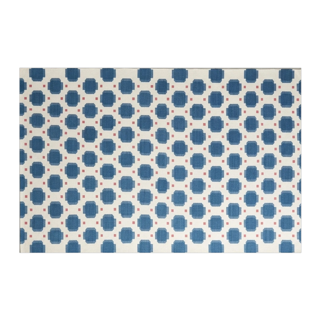 Cobalt Honeycomb Dot Flatweave Rug - alternate view