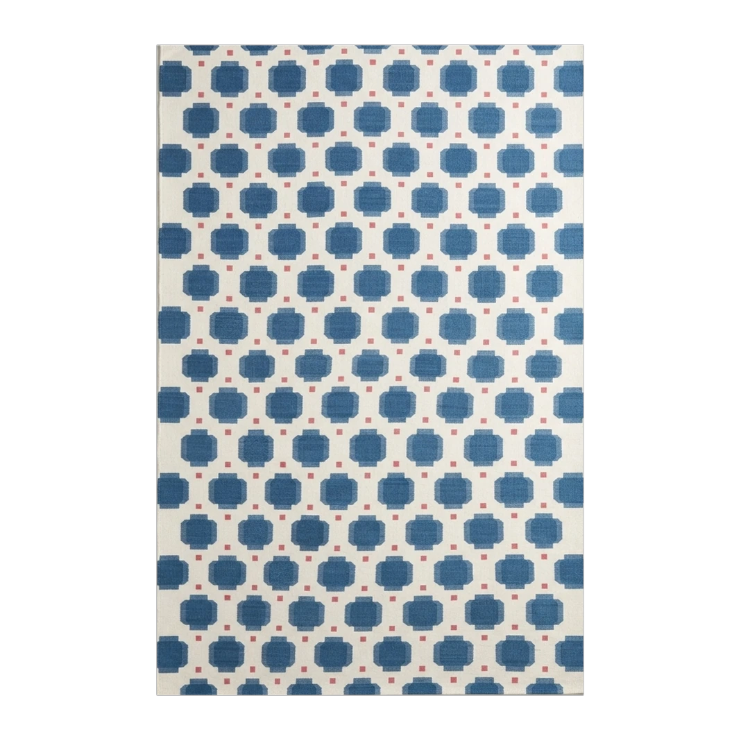 Cobalt Honeycomb Dot Flatweave Rug