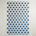 Cobalt Honeycomb Dot Flatweave Rug — blue, cobalt, white geometric rug by Maia Homes
