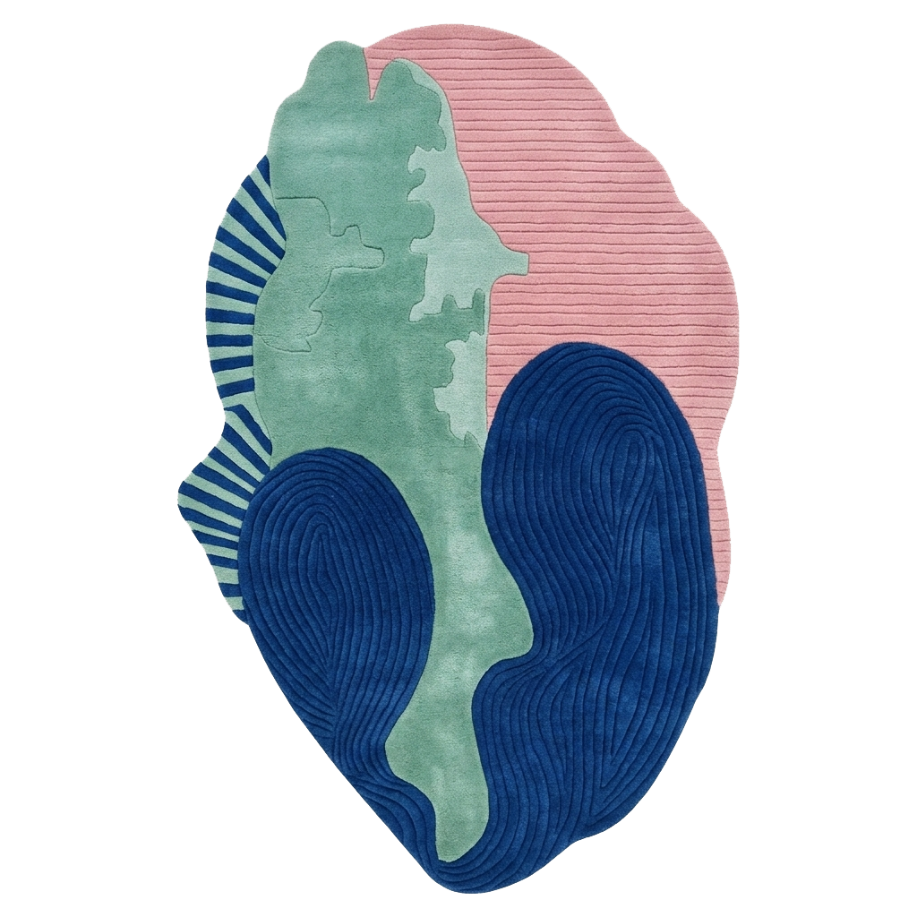 Cobalt Canvas Curvatures Hand Tufted Rug