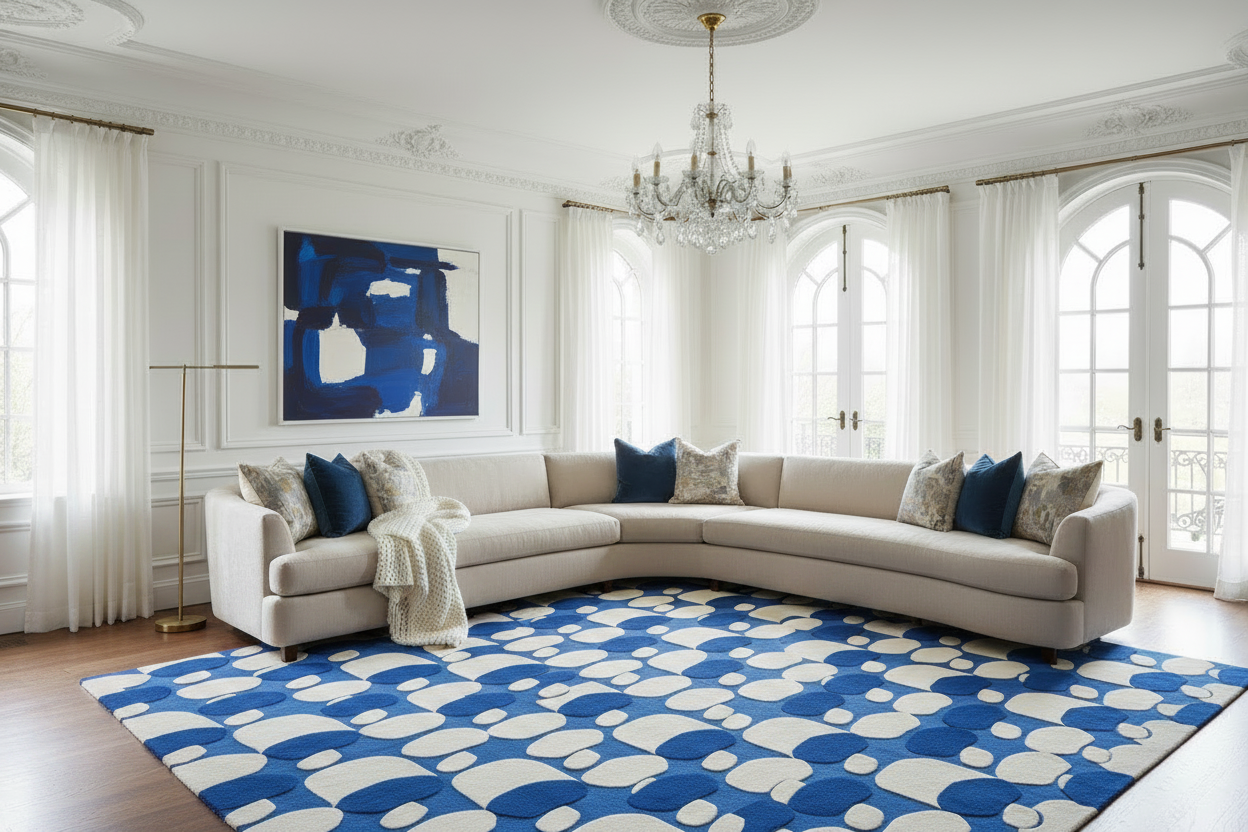 Cobalt Pebble Hand Tufted Wool Rug