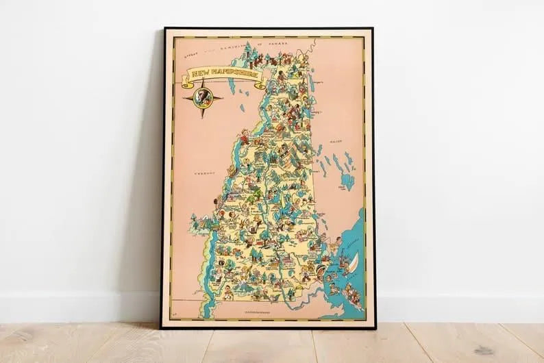 New Hampshire Map Print| Art History