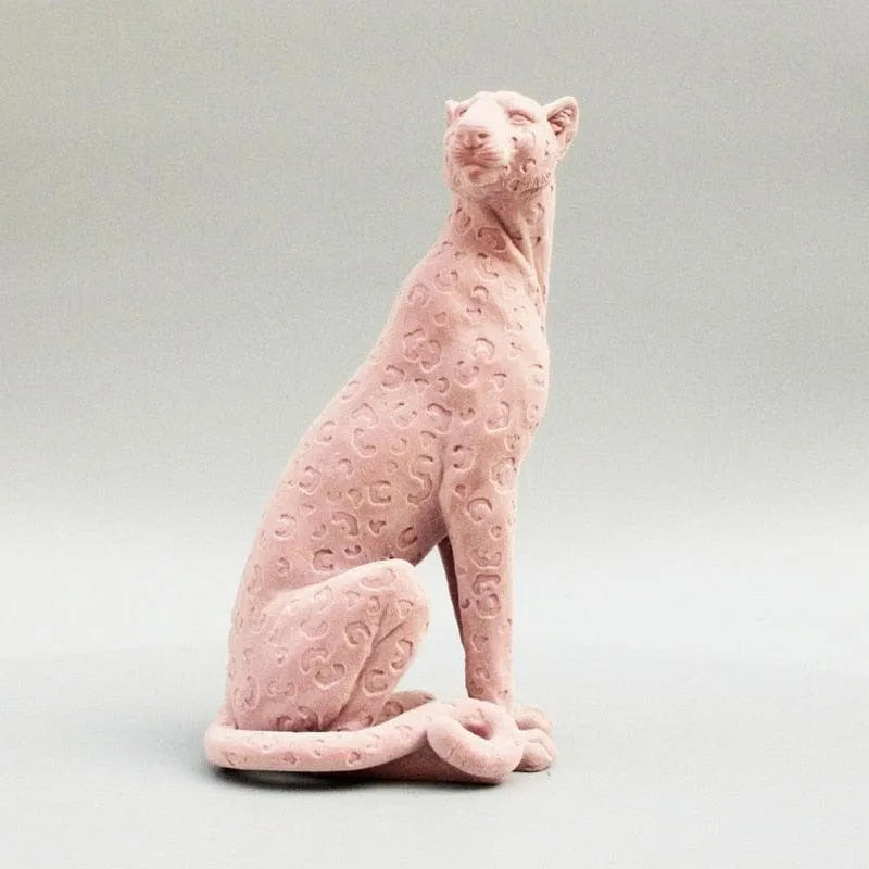 Colored Flocking Cheetah Sculpture pink